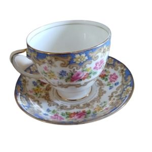 VTG Old Royal Bone China England Teacup & Saucer Hand-Painted Signature & # 2854